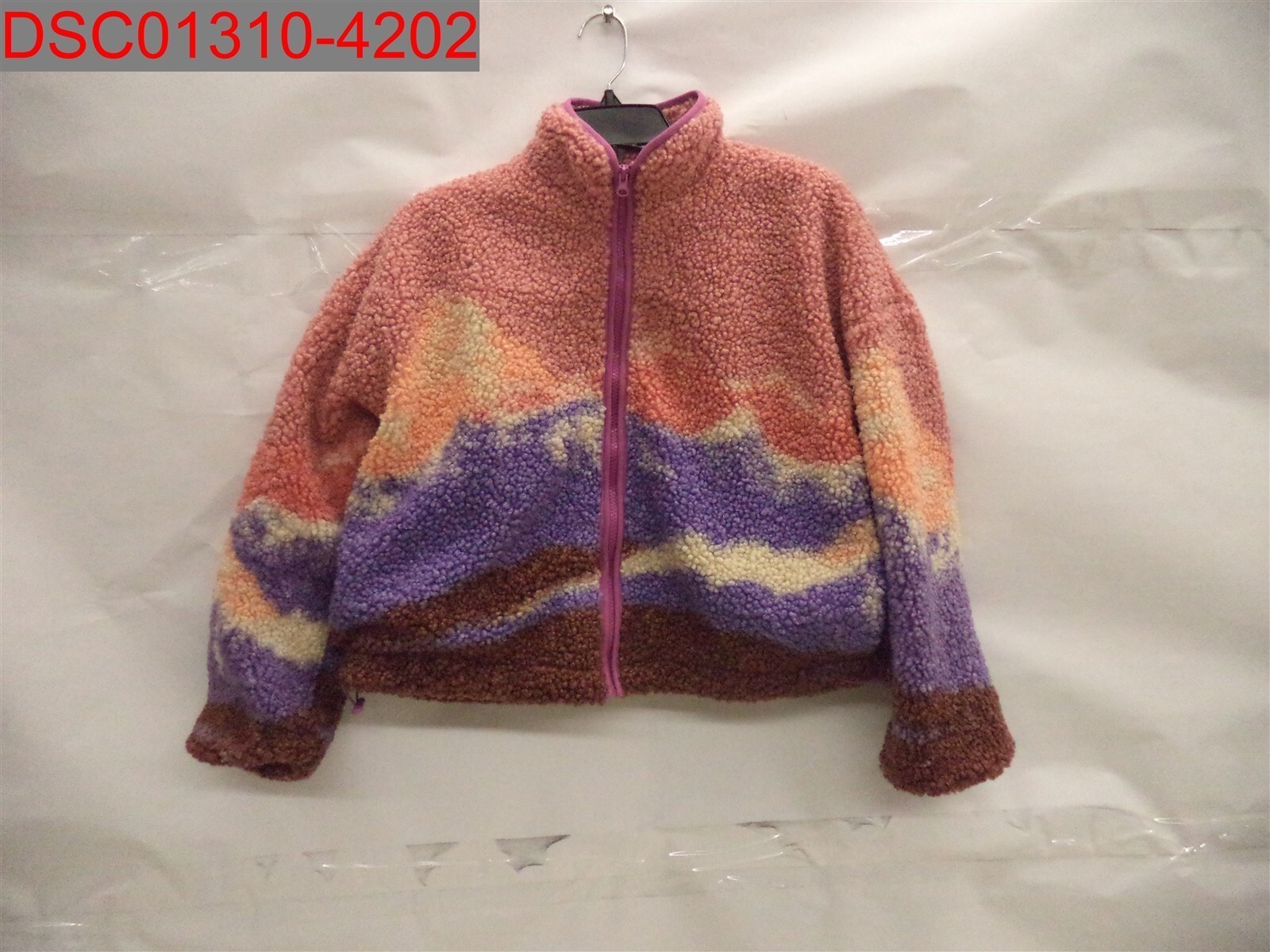 Wild Fable Adults Pink Landscape Faux Fur Full Zip Sherpa