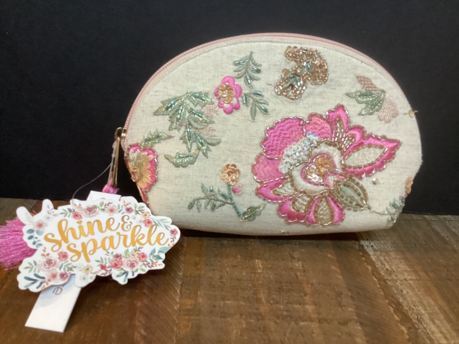 New NOOR E NOIRE Cotton Linen Handcrafted Cosmetics Bag