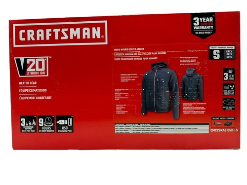Pre-owned Craftsman 20v Men's Hybrid Heated Jacket S Gray W/battery Cmxcgraj10gd1-s