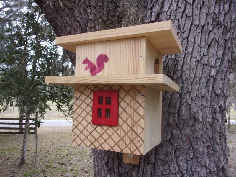 Squirrel House  Nesting Box;   squirrel shack habitat dwelling bird house feeder