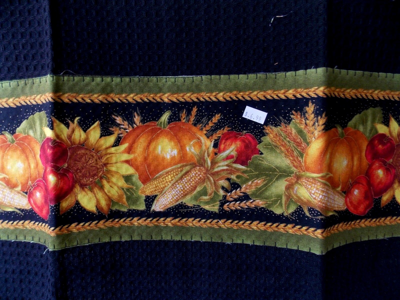 New Hand Applique Dunroven Kitchen Tea Towel Pumpkins Sunflowers 27