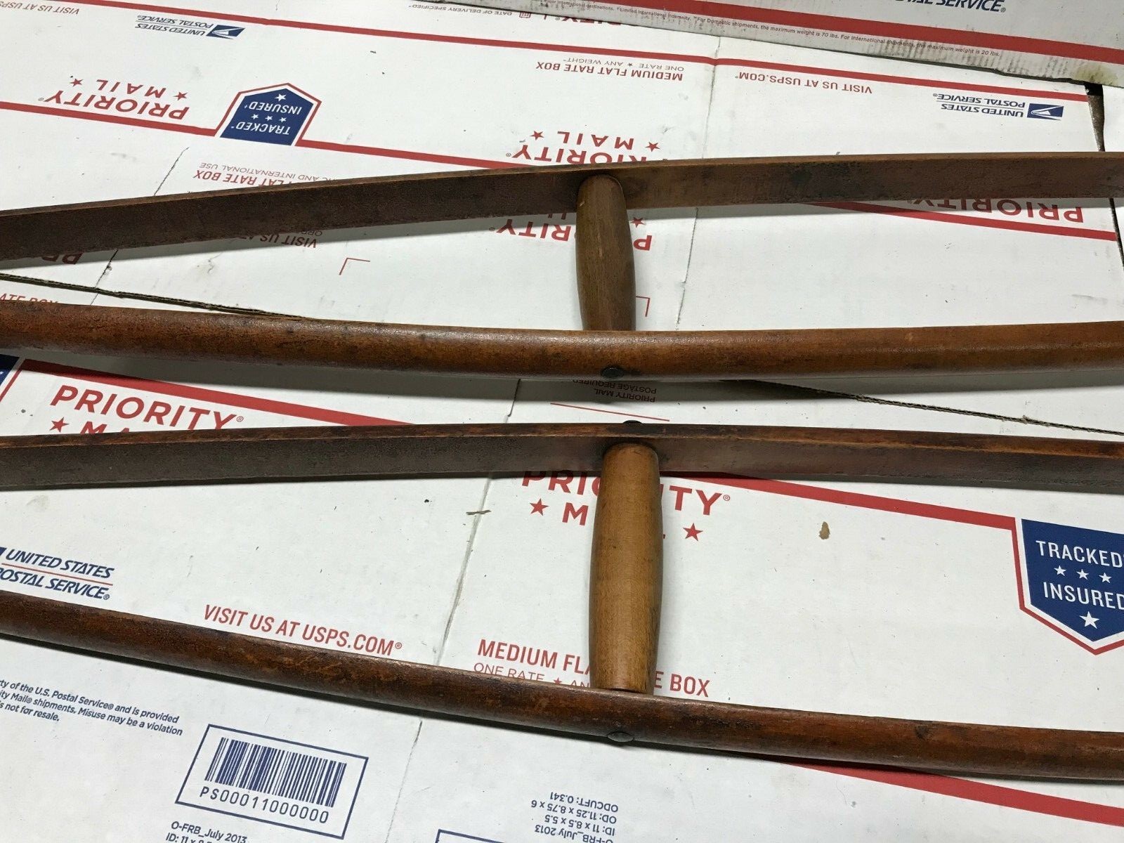 Pair of Antique Split Wood Underarm Crutches, 48