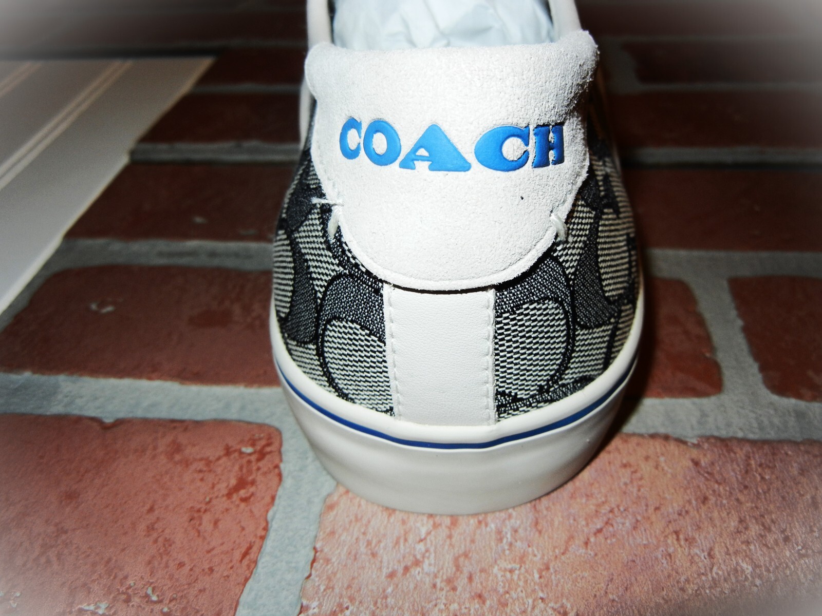 Pre-owned Coach Skate Lace Up Sneaker In Signature Jacquard Style No. Ca272 Sold Out Ocean In Blue