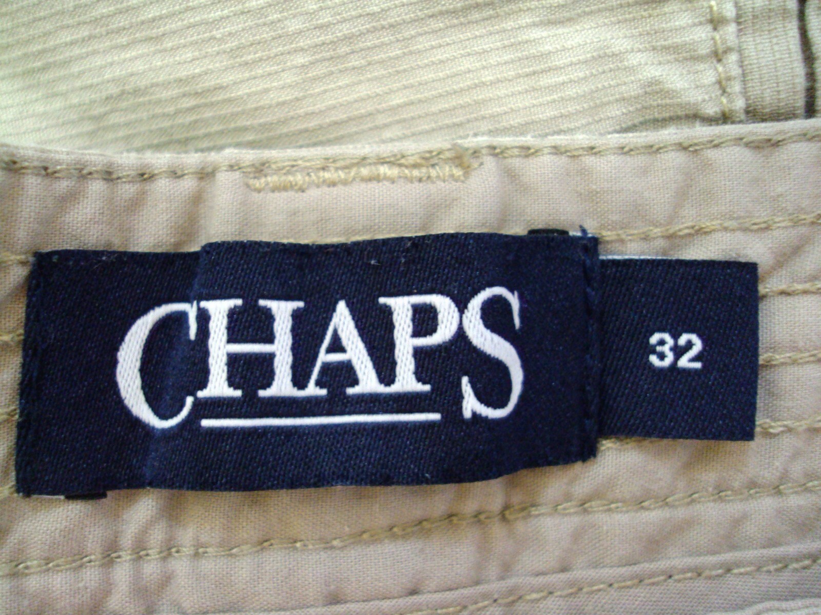 Men's Chaps Khaki Cargo Shorts Cotton Sz 32 Actual 32 x 9 1/2