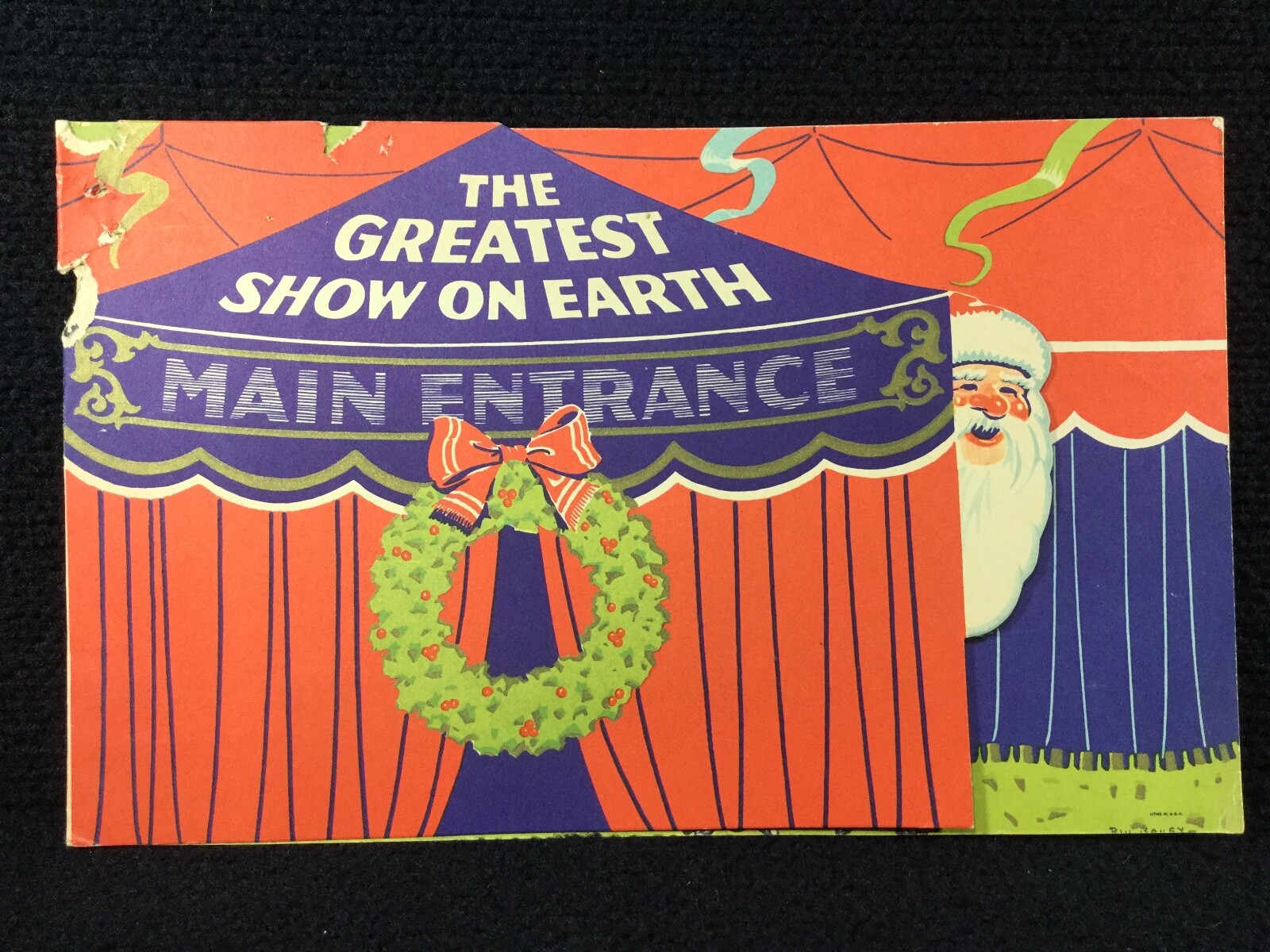 VINTAGE 1941 RINGLING BROS MR & MRS GARGANTUA GORILLA CHRISTMAS CARD BILL BAILEY