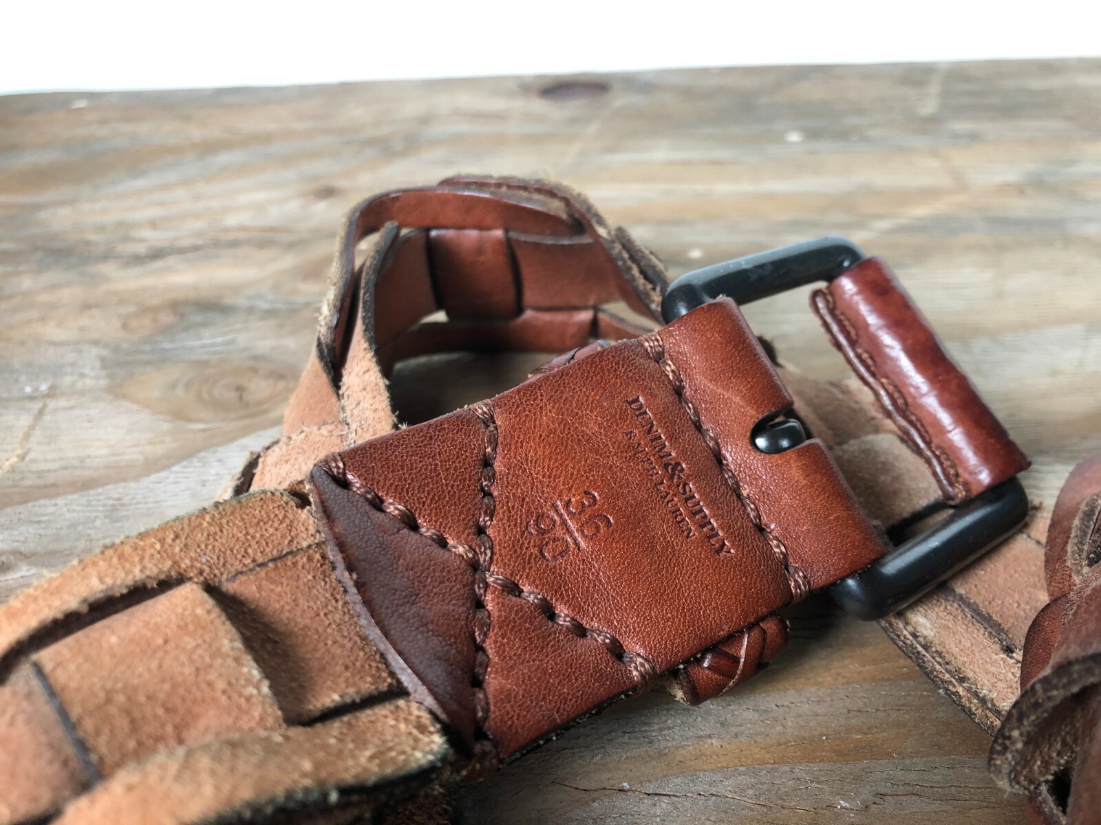 Denim & Supply Ralph Lauren Men's Brown Woven Leather Belt Size 36