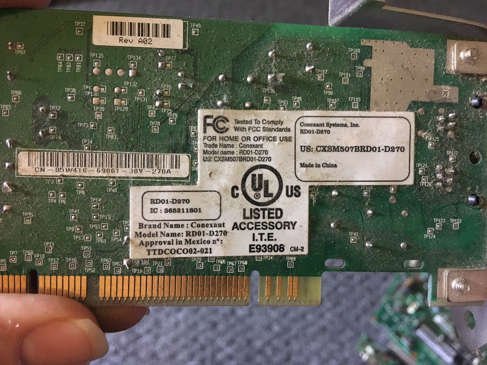 Conexant RD01-D270 56K Internal Modem PCI Dial Up Fax Speaker 616983546390