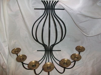 Metal Black & Brass 7 Hole Candle Holder Wall Sconce Hanging Unique
