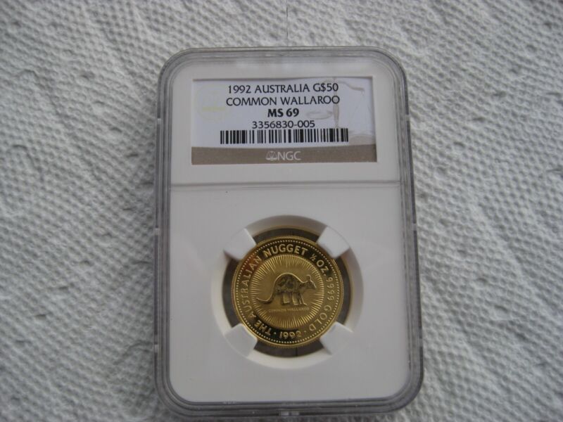  1992 Australia G$50 Gold 1/2 oz Australian Nugget / Kangaroo - NGC MS69