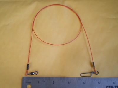 15 PCS STAINLESS S. WIRE SPINNER LEADER 18'' 100 LBS TEST W/COASTLOCK SNAP/ORANGE