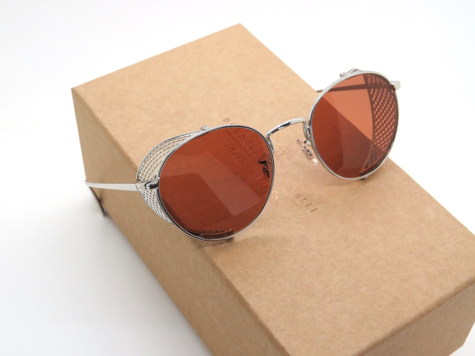 Pre-owned Oliver Peoples Brunello Cucinelli Ov1323s 503653 Cesarino-m Silver Sunglasses In Orange