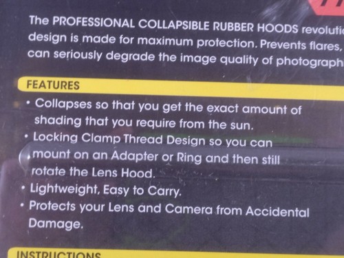 Bower 77mm Collapsible Rubber Lens Hood (Black) For  Photo & Video Camera B1