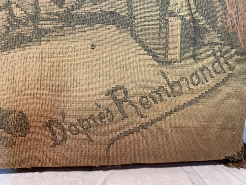 Antique D’Apres Tapestry Rembrandt Tavern Art On Frame France