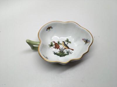 Herend Hungary Rothschild Bird Nappy Dish w/ Twig Handle - MINT!