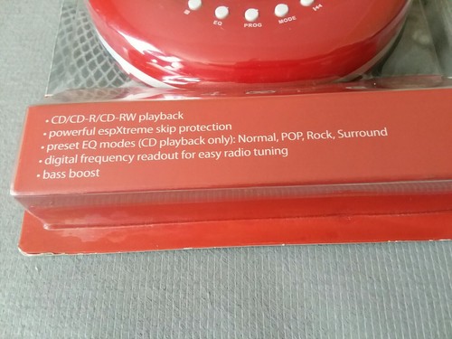 NEW RCA RP2910 Personal CD Player w/ FM Tuner Red CD/CD-R/CD-RW Playback