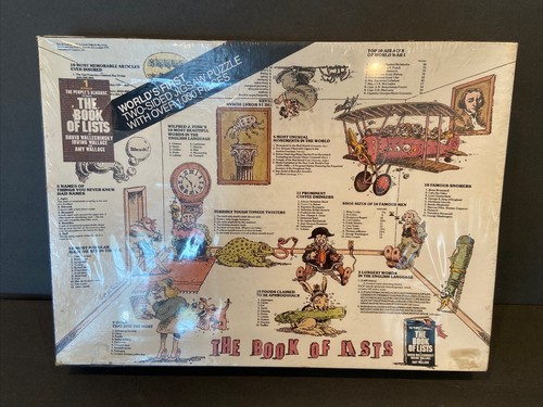 Peoples Almanac THE BOOK OF LISTS 1000 PIECE Two-Sided PUZZLE 1978 NEW SEALED
