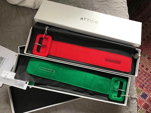 Pre-owned Attico Stunning •••$289  Grosgrain Leather Ankle Cuffs Avail. In 2 Colors••• In Red