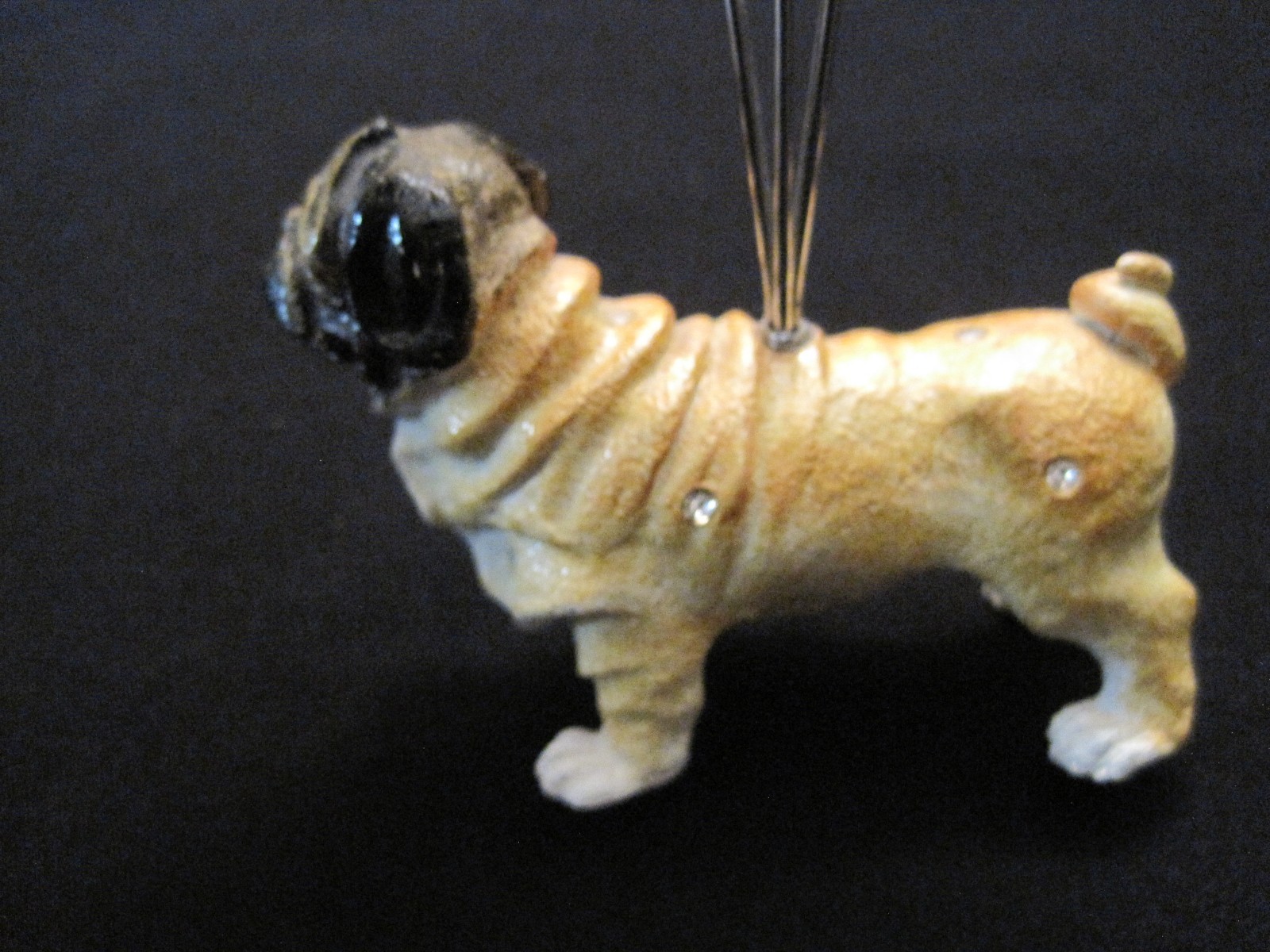 CAST IRON ENGLISH BULLDOG PICTURE HOLDER WITH RHINESTONES