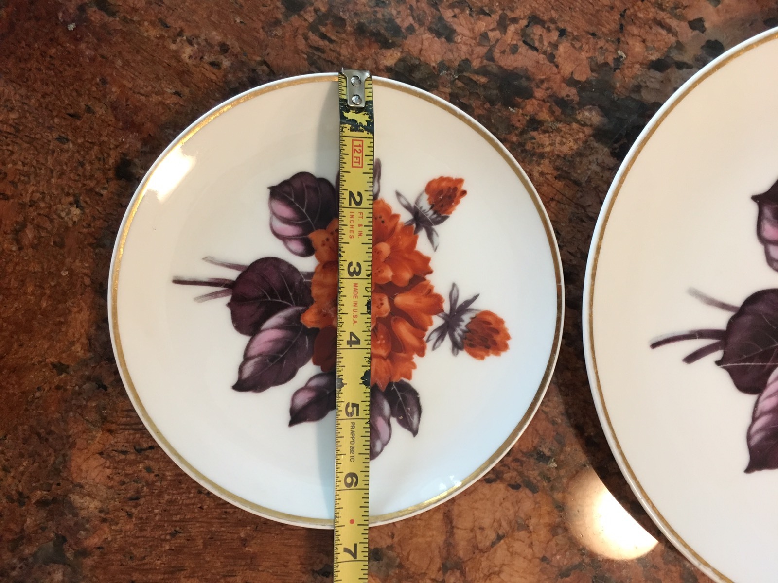 Vintage Ucagco China Floral Occupied Japan Orange Flower Plates ~6.5