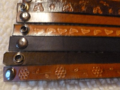 LOT 10 HANDMADE LEATHER SNAP BRACELETS WRISTBANDS COLORS  6 1/2