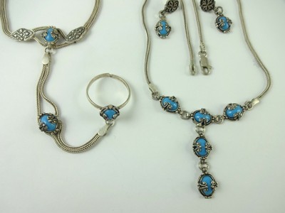 Vintage Sterling Silver Designer CG Earring Necklace 16.5