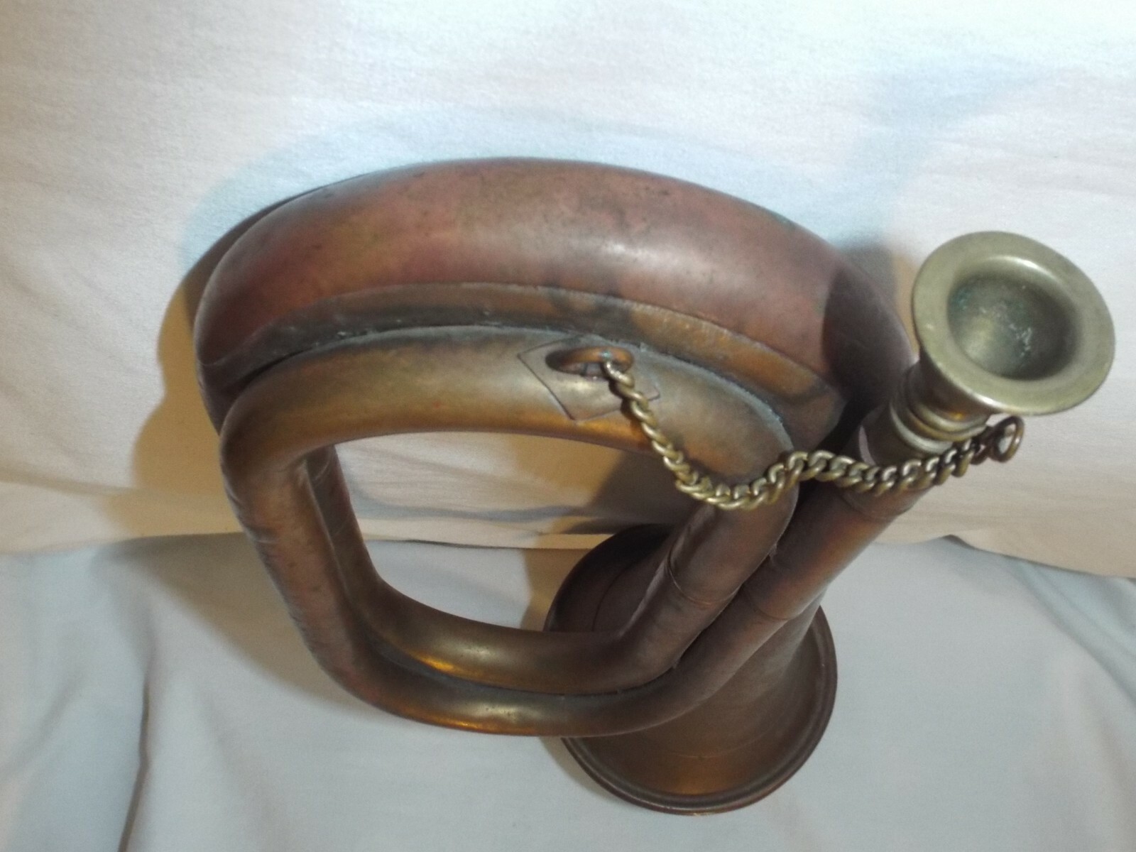 British Army Duty Brass and Copper Bugle with Secure Chain - Possible WWII Era