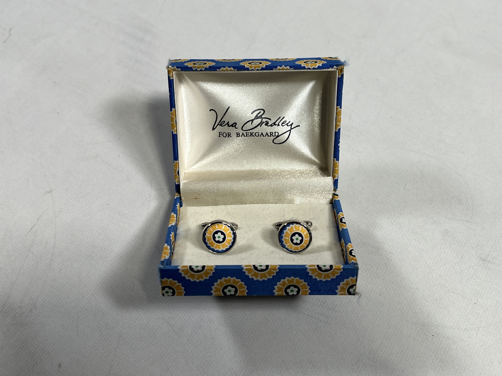 Mens Vera Bradley Orange And Blue Floral Cufflinks NEW