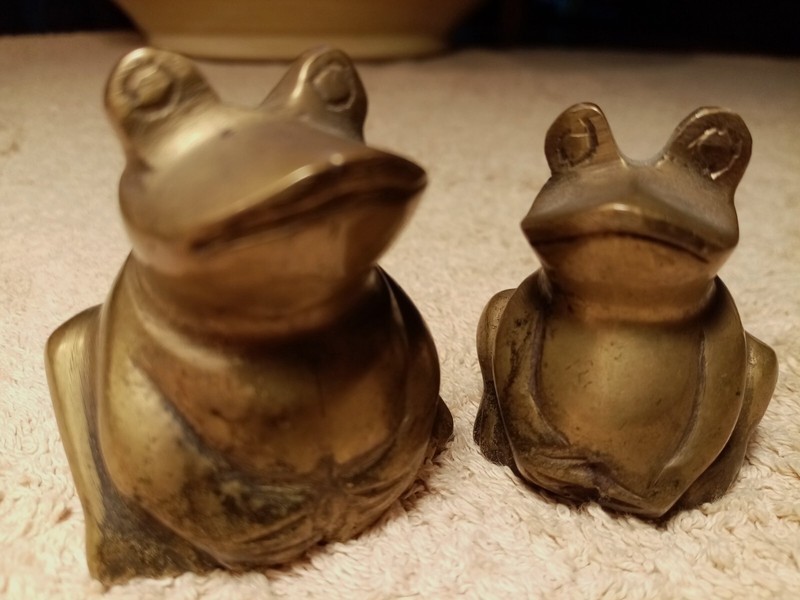 2 Statuettes Grenouille En Bronze H 5 Cm Et 4 Cm