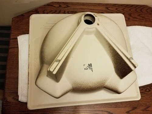 Vintage Crane Bathroom Sink Brown Porcelain China 1976 NEW IN BOX W/ Template!