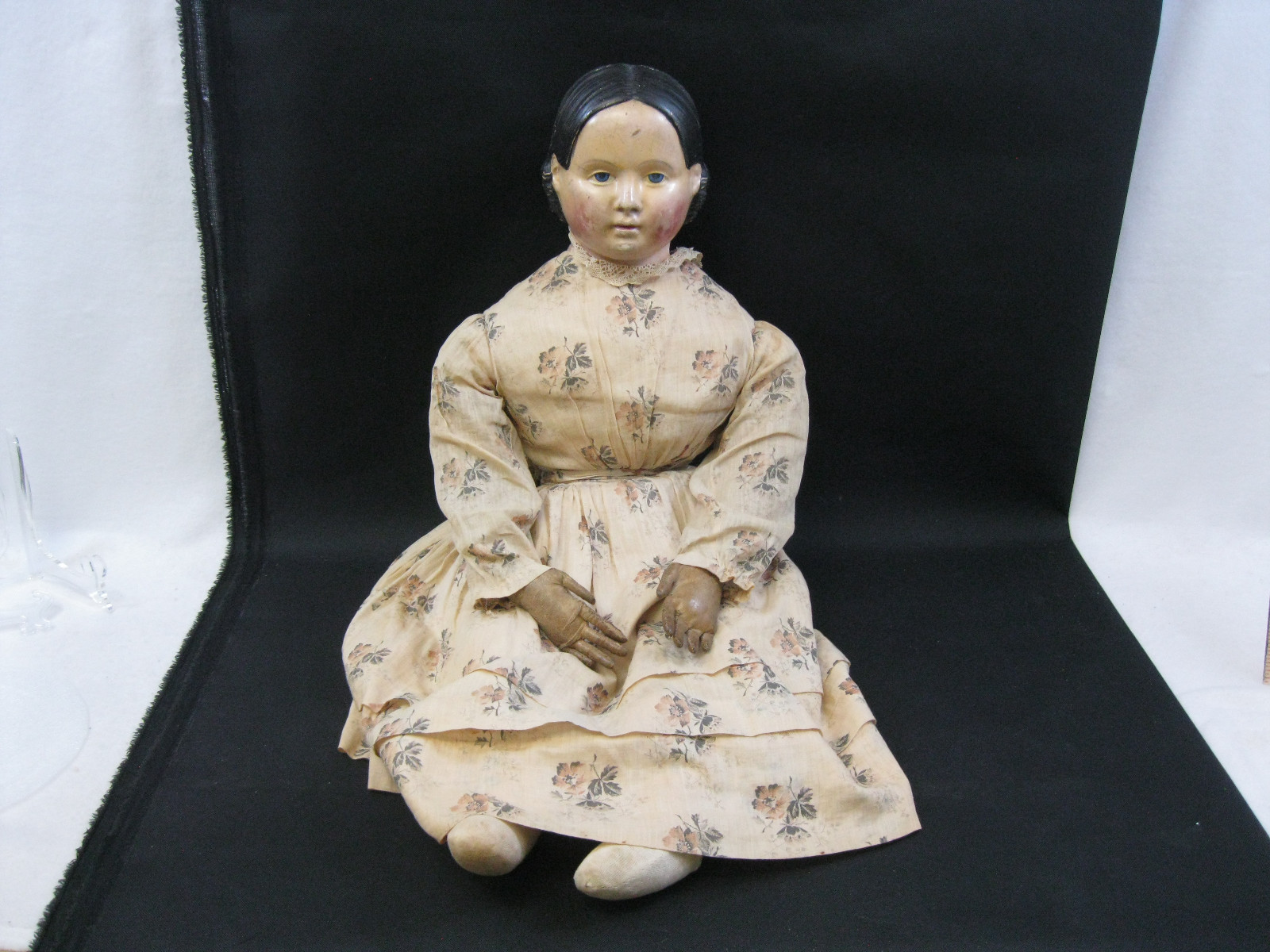 GREAT ANTIQUE VERY LARGE & EARLY GERMAN PAPIER MACHE DOLL RARE! Exposed Ears