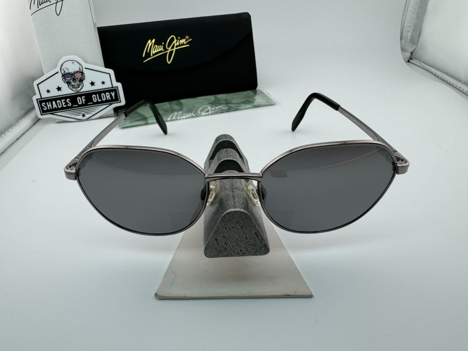 Pre-owned Maui Jim Hukilau Mj 845-11 Silver To Black Dual Mirror Polarized Sunglasses
