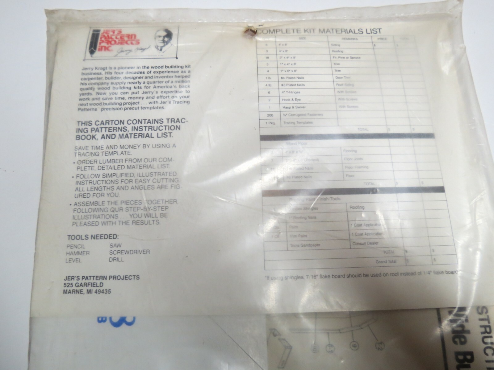 Vintage Jer's 8' Wide Budget Barn Tracing Patterns Templates Woodworking Project