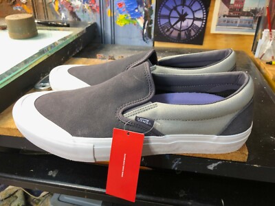 Vans Slip On Pro Periscope Drizzle Grey Suede Size US 12 Men New Toe Cap