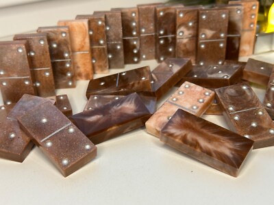Completely Handmade Epoxy Resin Dominoes   marble   Domino Game Set