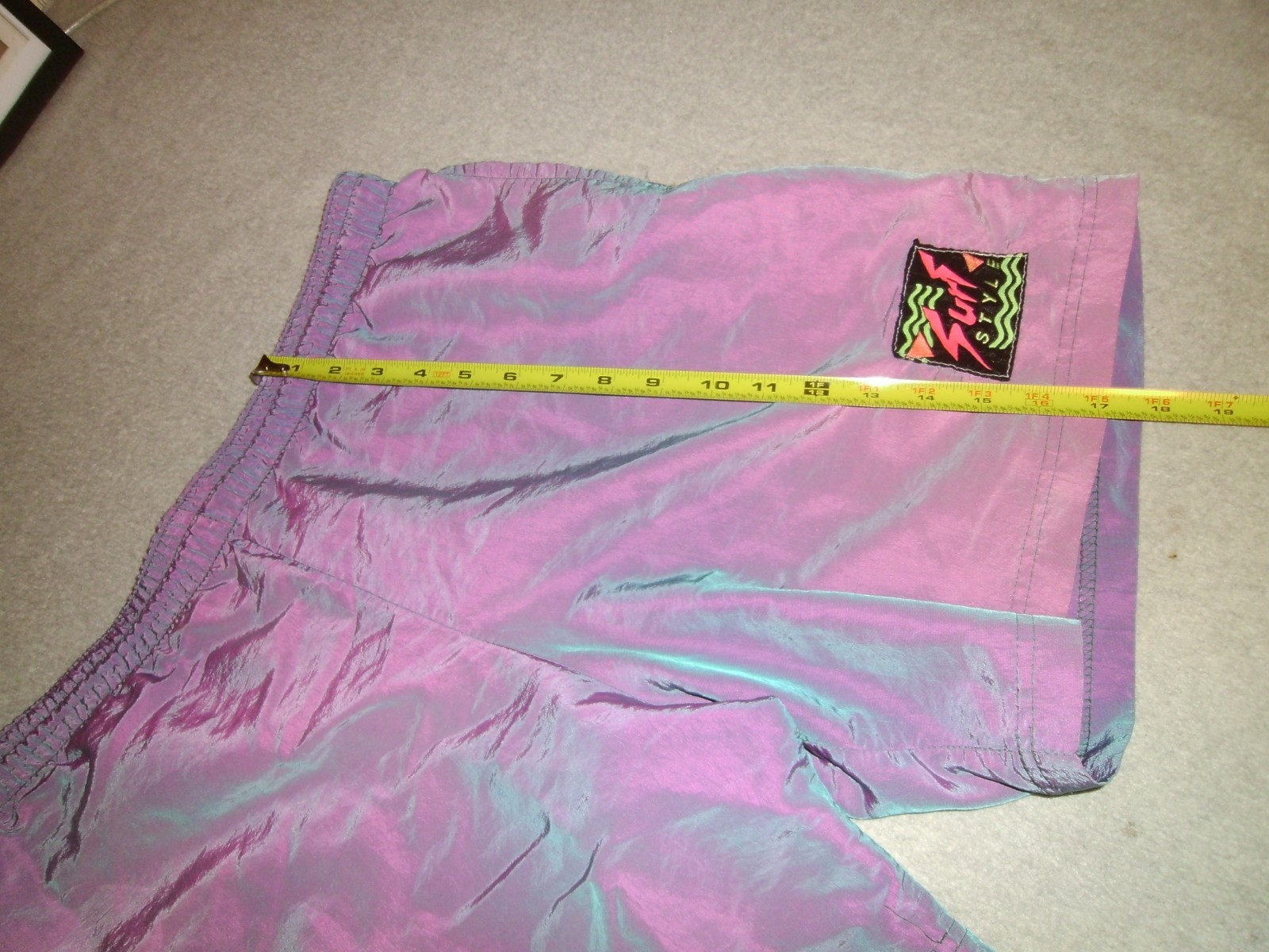 VINTAGE 1980's 90's SURF STYLE PURPLE SHORTS L IRIDESCENT INTERPLANETARY USA