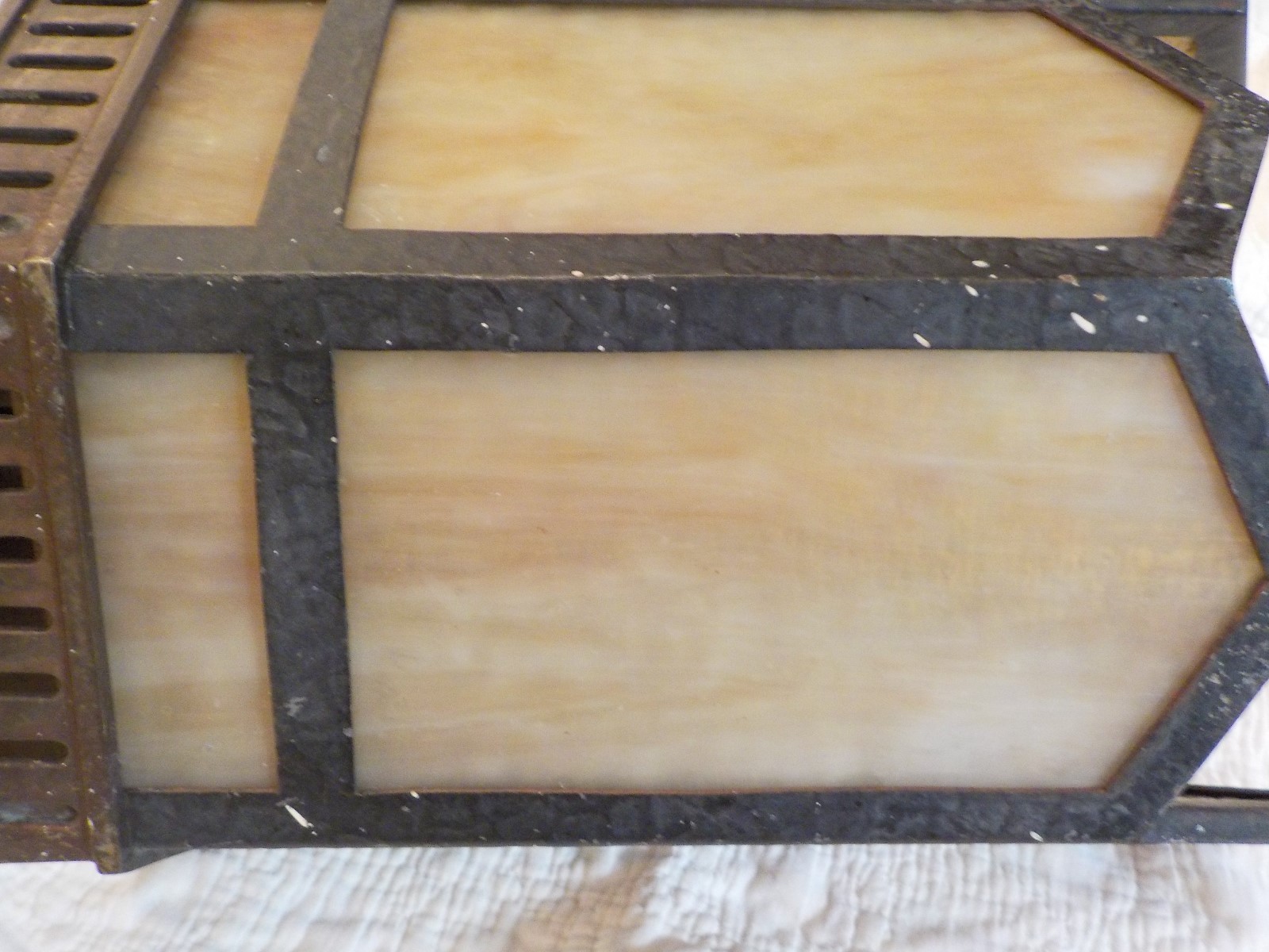 Large Arts & Crafts or Mission Style Hanging Slag Glass Ceiling Fixture 20