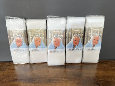 LOT of 5-WHITE 030 Wrights Satin Blanket Binding 4.75 Yards Brand New VTG 