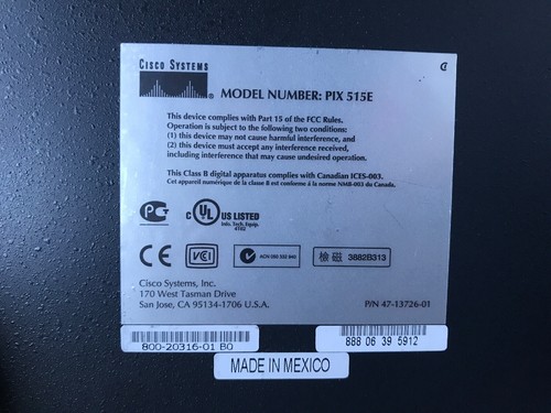 Cisco PIX 515E Firewall Security Appliance Safety