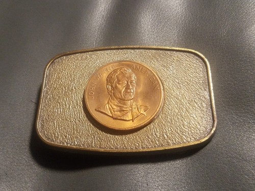 Vintage John Wayne American Copper Belt Buckle Solid Copper & Brass unmarked