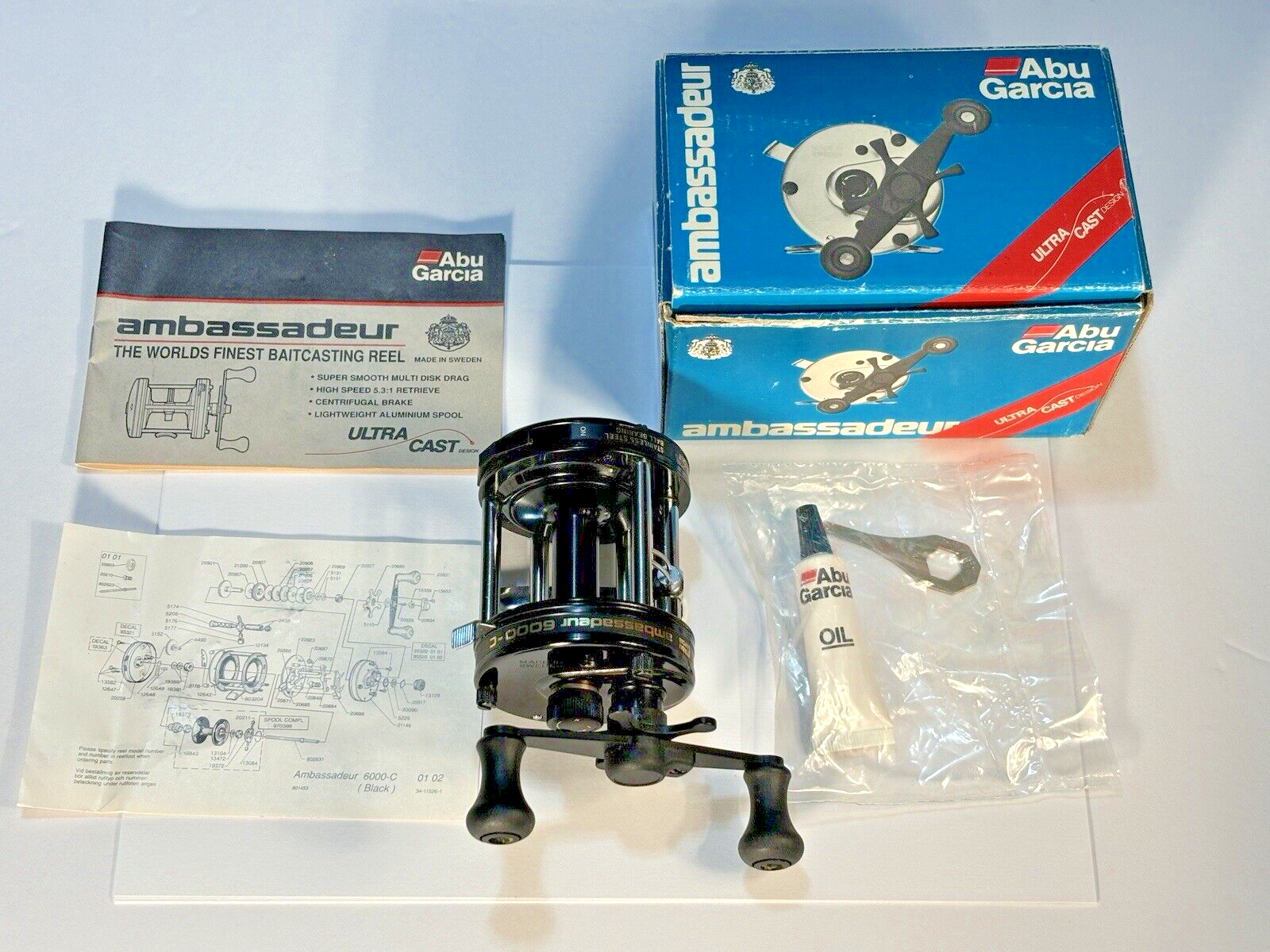 Rare Abu Garcia Ambassadeur 6000-C Sweden Black/Golden