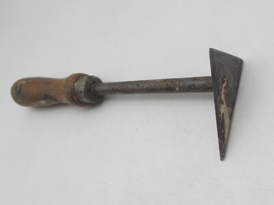 Vintage  Triangular Paint Scraper Wood Handle 9'' End to End 2.25'' Blade Edge