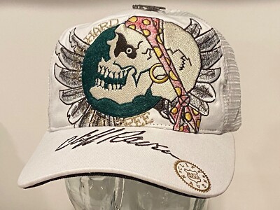 Vintage Cliff Raven Don Ed Hardy Live Free  tattoo Skull Bandana Hat   NEW