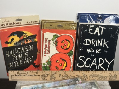 Lot (7) Packs of Vintage Halloween Party Invitations 80s 90s