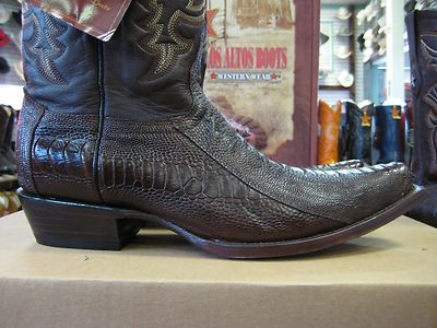 Pre-owned Los Altos Boots Los Altos Brown Genuine Snip Toe Ostrich Leg Western Cowboy Boot (ee+) 940507