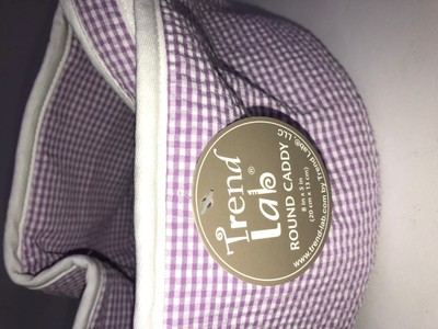 Trend Lab Lilac Gingham Seersucker Collapsible Round Caddy NEW w Tags