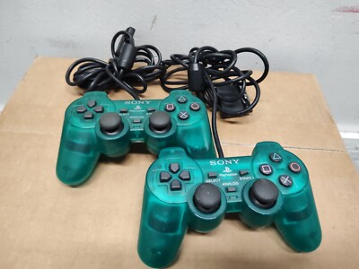 Ice Green Dual Shock Wired Analog Controllers for Sony Playstation - Not Tested