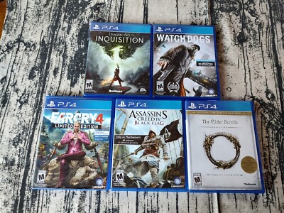 PS4 game lot dragon age watch dog farcry 4 black flag the gider scroll