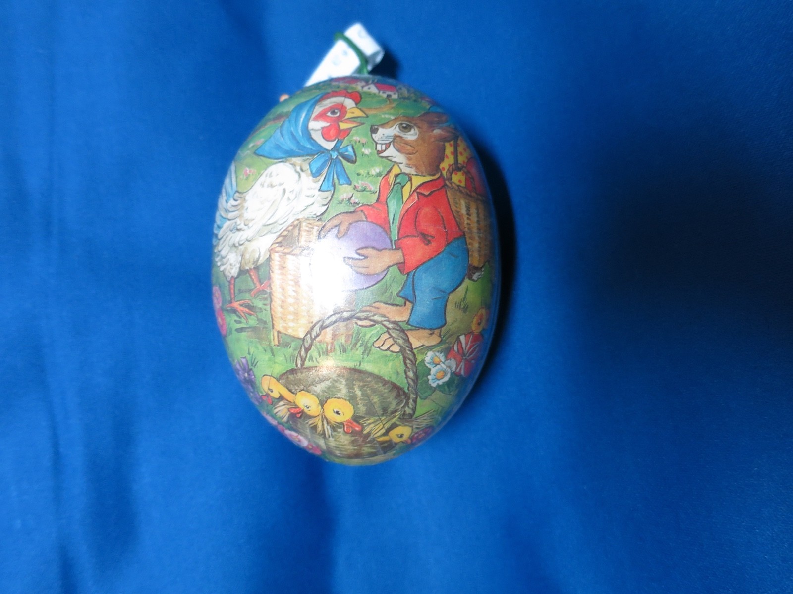 Vintage Made in England Paper Egg Candy Container 4.5 X 3 3/4 inch
