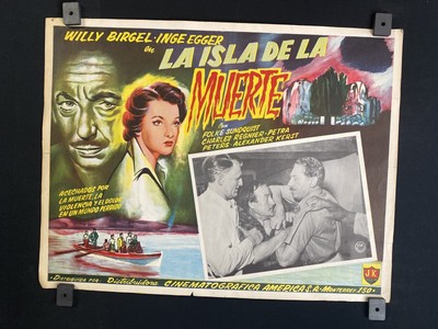 1955- WILLY BIRGEL- INGE EGGER - Toteninsel - Orignl Mexican Lobby Card- 16''x12''