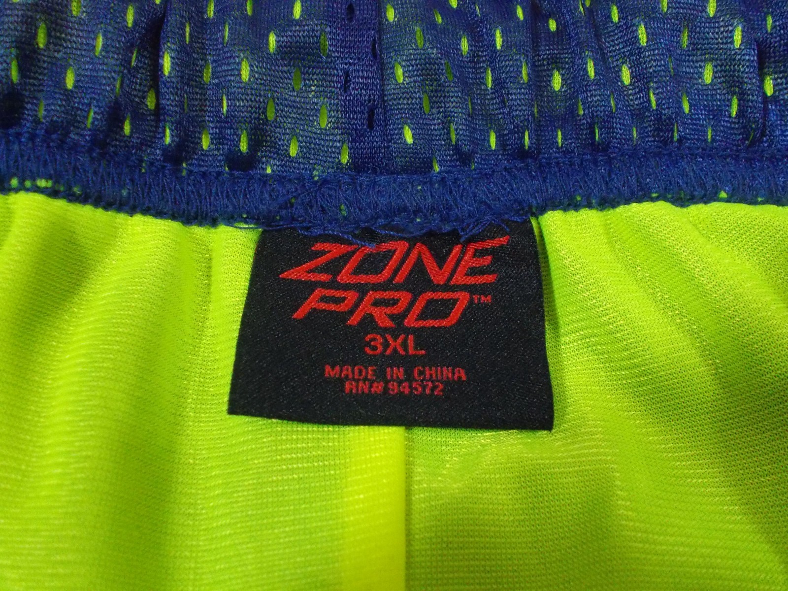 Men's ZONE PRO Blue & Neon Green Shorts size 3xl draw string